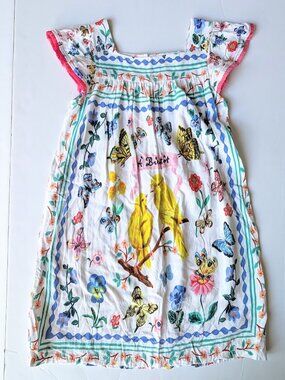 H&M x Nathalie Lete Girl's Dress Size US 9-10Y Yellow Birds Floral Butterflies